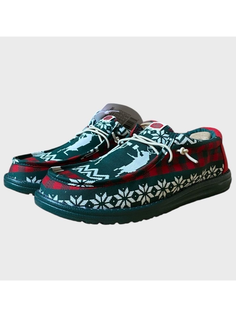 NWB Hey Dude Wally Holiday Cheer Slip-On Shoes Men's 10 Green/Multi Comfy Preppy